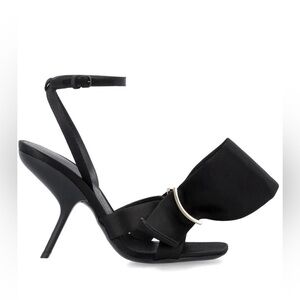Salvatore Ferragamo Asymmetric Bow Ankle Strap Satin Heeled Sandals - NWT